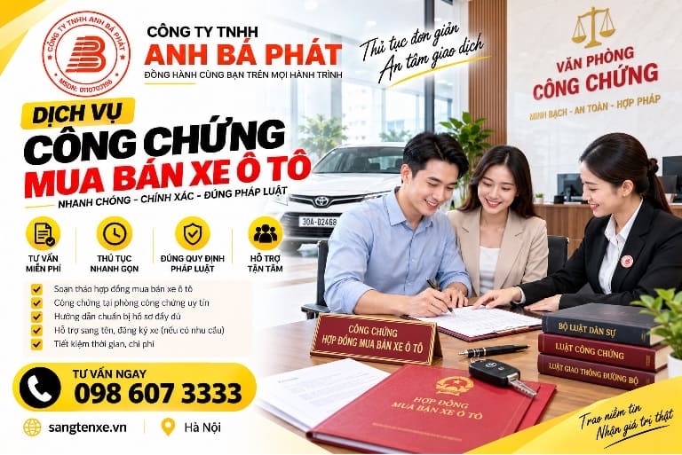 Hỗ trợ công chứng hợp đồng mua bán xe